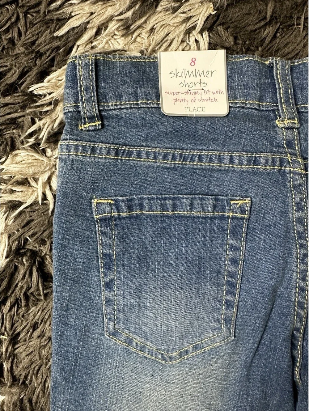 NWT The Childrens Place Girls Size 8 Denim Skimmer Shorts Blue Jean Adjustable